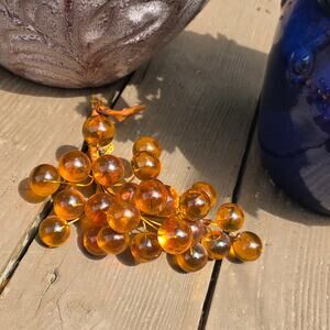 VTG MCM Orange amber lucite grape cluster twig stem 1950's Retro Maximilistic